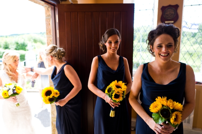 sunflower wedding bouquets navy